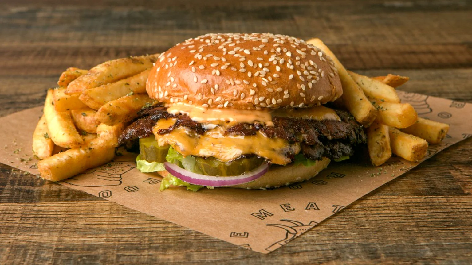 The Meating Room St Albans smash burger with beef, cheese and rosemary salted fries
